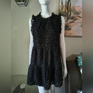 Versona Black Textured Sleeveless Mini Dress